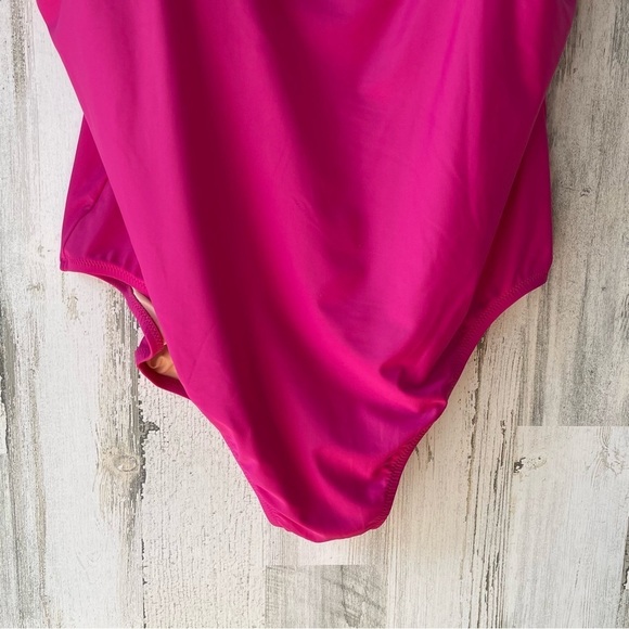 J. Crew Hot Pink Ruffle Scoopback One-Piece Swimsuit Bathing Suit Plus Size 24 - Picture 6 of 14